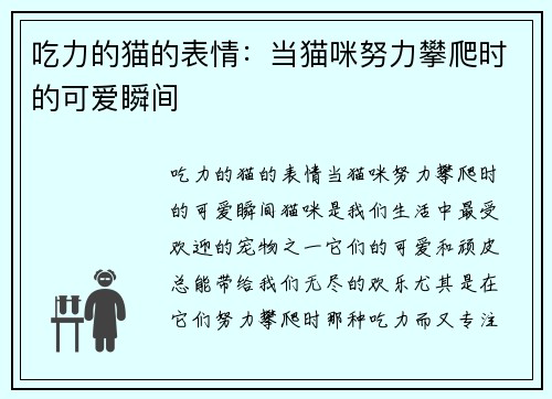吃力的猫的表情：当猫咪努力攀爬时的可爱瞬间